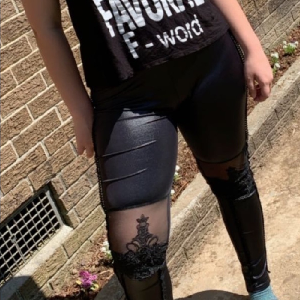Black lace leggings